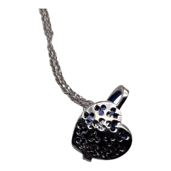 Blue Swarovski Crystal Heart Necklace W/ Silver Stars Pendant Adjustable Chain - Picture 4 of 10